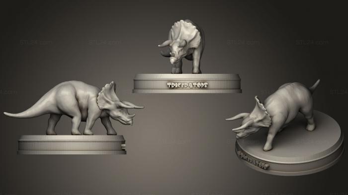 Статуэтки животных (Трицератопс, STKJ_1579) 3D модель для ЧПУ станка